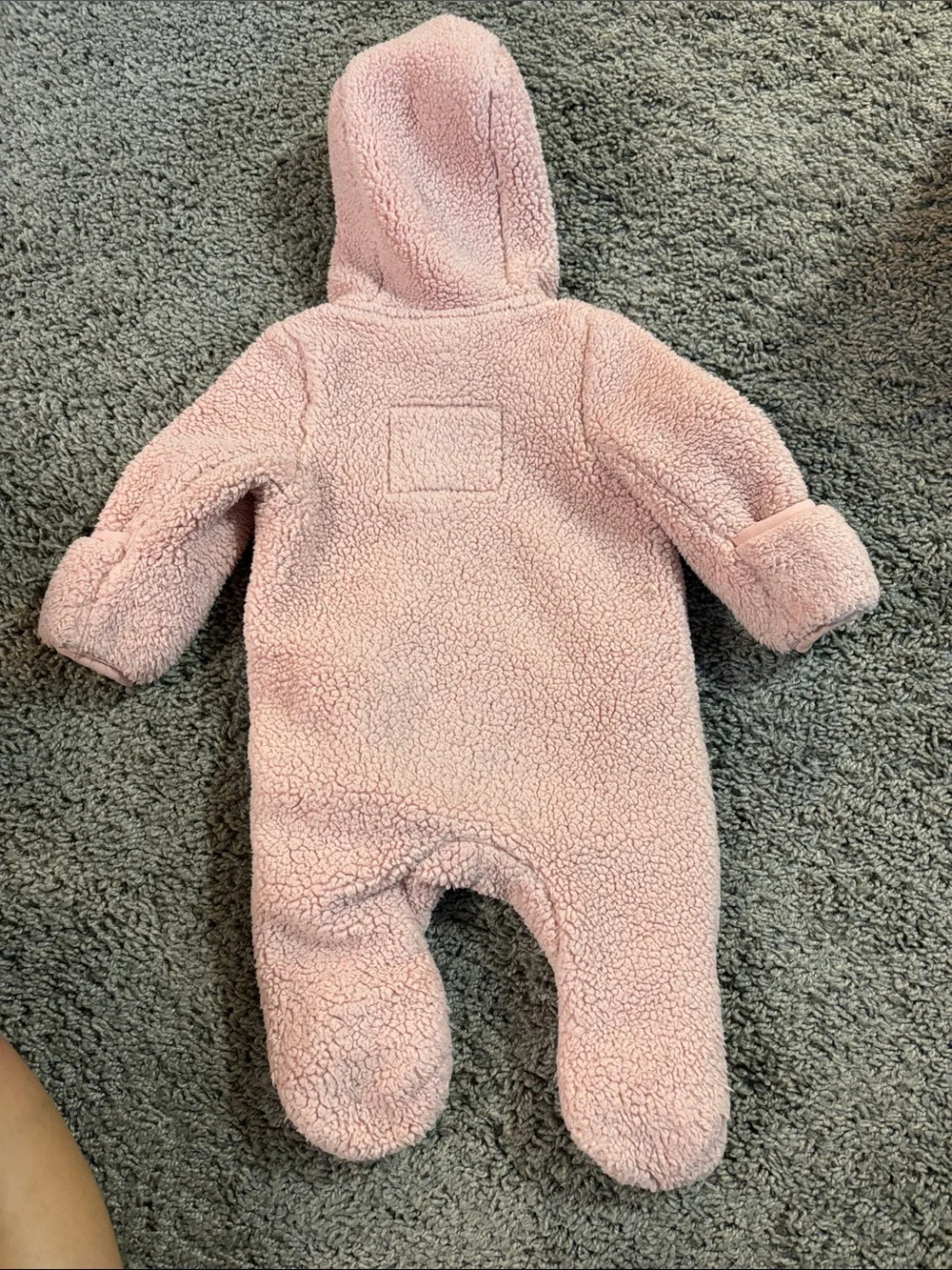 The North Face Pink Sherpa Hooded Baby Footie, 0-3 months